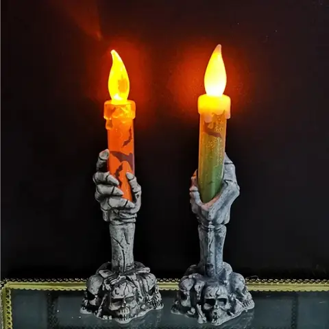 Halloween LED Ghost Candle Light Pumpkin Skeleton Han Light Home Horror Prop Halloween Happy Party Decor Candle Light Gift
