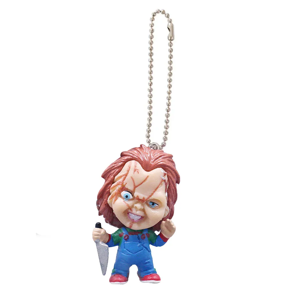 Movie Chucky Halloween PVC Keychain Ball Key Chain Mini Keychains Keyring Keyholder Small Pendant Kids Gifts