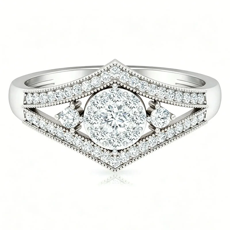 Lab Grown Diamond Round Cut Main Stone 3.5mm Wedding Ring in Platinum 950 DEF VS-VVS Quality Elegant Jewelry for Women