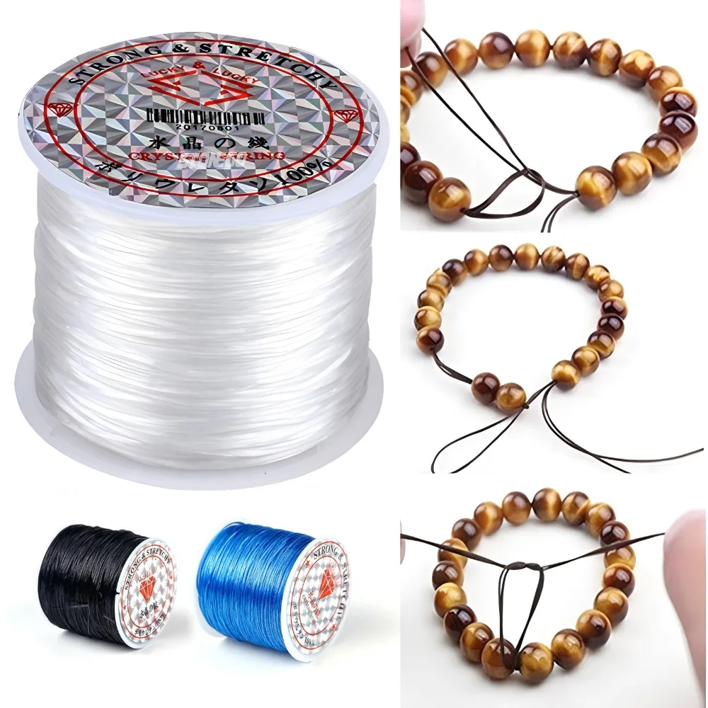 50M Mixed Color Transparent Crystal Elastic Thread - Strong Beading Cord for Bracelet Making, Jewelry DIY, Handcraft Projects