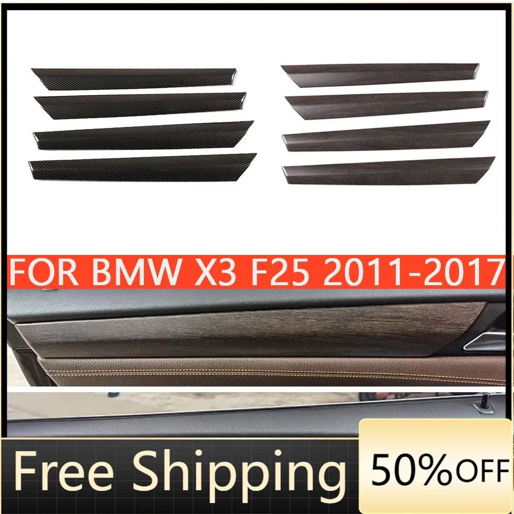 

4 pcs Car Interior decoration For BMW X3 F25 2011-2017 Carbon Fiber Kit Door Panel Set Cover Trim Car Accessories