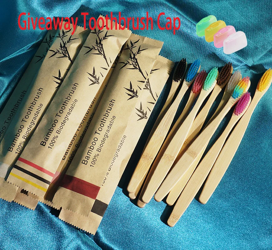 Adults & Kids Health Low Carbon Environmental Protection Bamboo Charcoal Toothbrush Biodegradable Bamboo Toothbrush 12Pcs