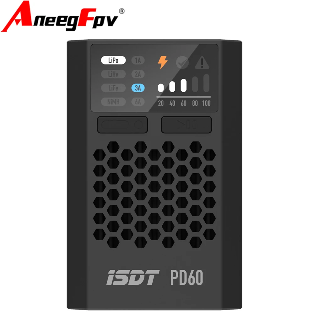 Ładowarka ISDT URUAV PD60 60W 6A z wejściem Type-C, balanser akumulatorów, ładowarka FPV do akumulatorów Lipo 1-4S do dronów RC, quadrocopterów i multirotorów