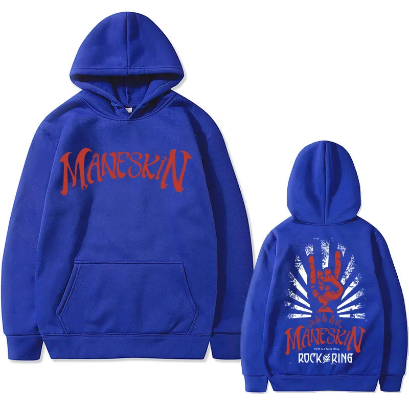 Maneskin-Sudadera con capucha Unisex con estampado de anillo, ropa de calle informal de gran tamaño, estilo Hip Hop, banda de Rock Punk italiano