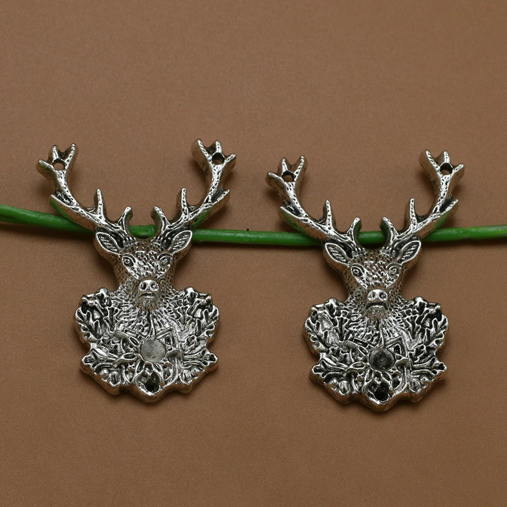 

10 Pcs Deer Head Pendant Silver Alloy Charm Jewelry Making Pendants DIY Charms