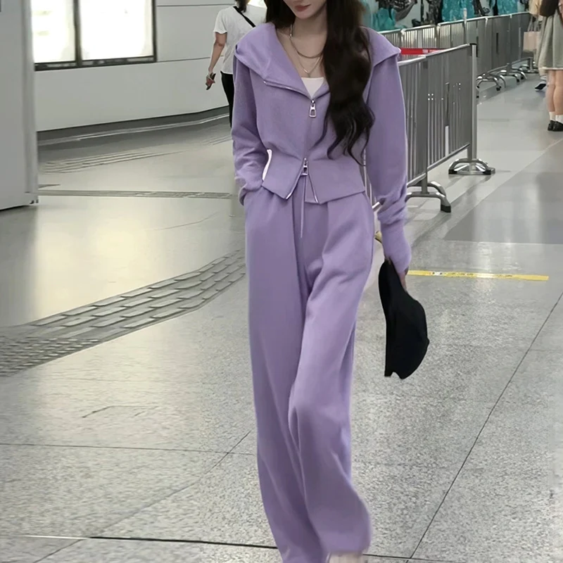 Early Autumn Milk Series Sweatshirt Casual Sportswear Set Women's Internet Celebrity Street Style Quick-Live Wide Leg Pants T...