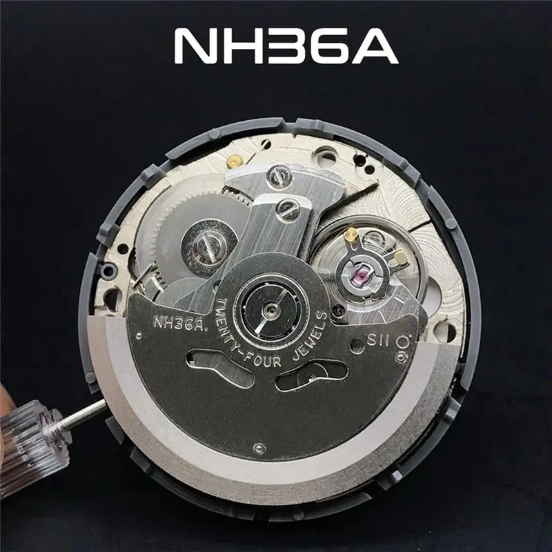 NH36/NH36A Double Calendar High Accuracy Automatic Mechanical Watch Movement With Steel Stem+Week Dial+Calendar Dial Kit