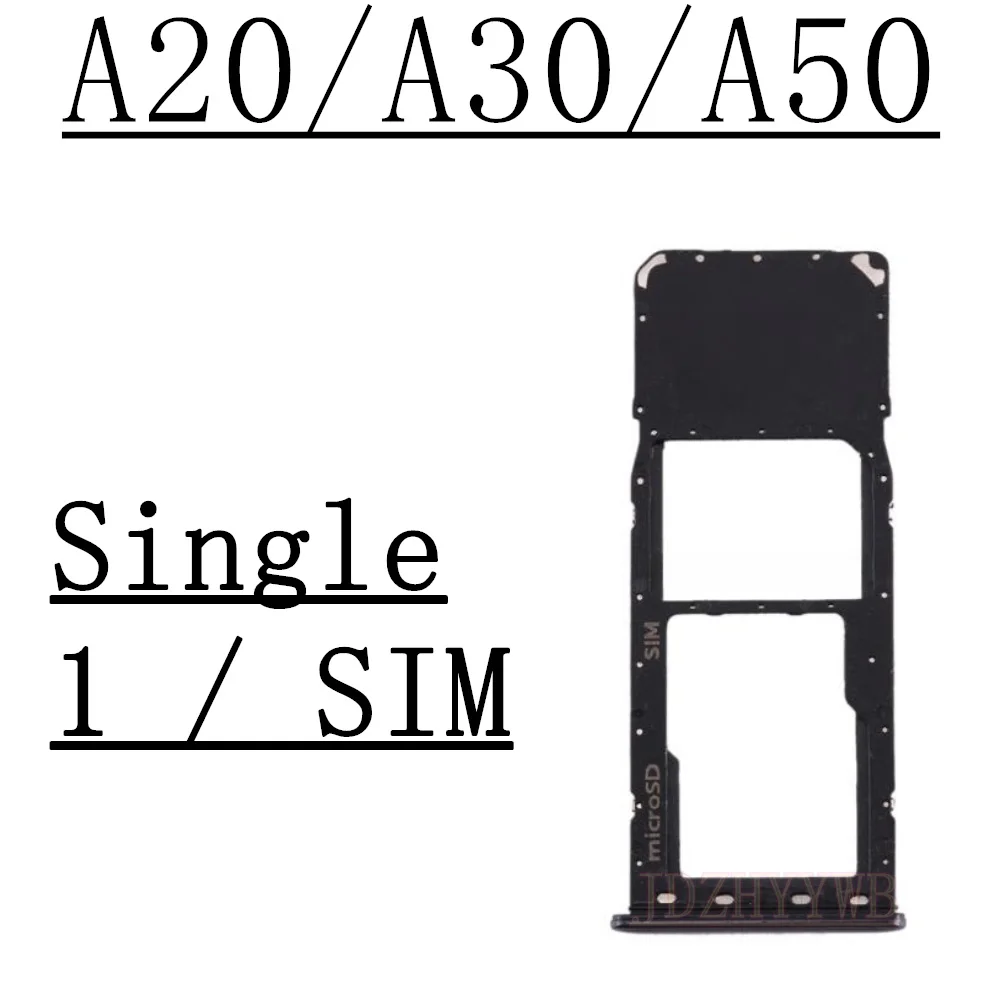 Dual Single Chip SIM Card Tray For Samsung Galaxy A20 A205F A205U A30 A305F A50 A505F Phone SIM1 + SIM2 Card Tray Part