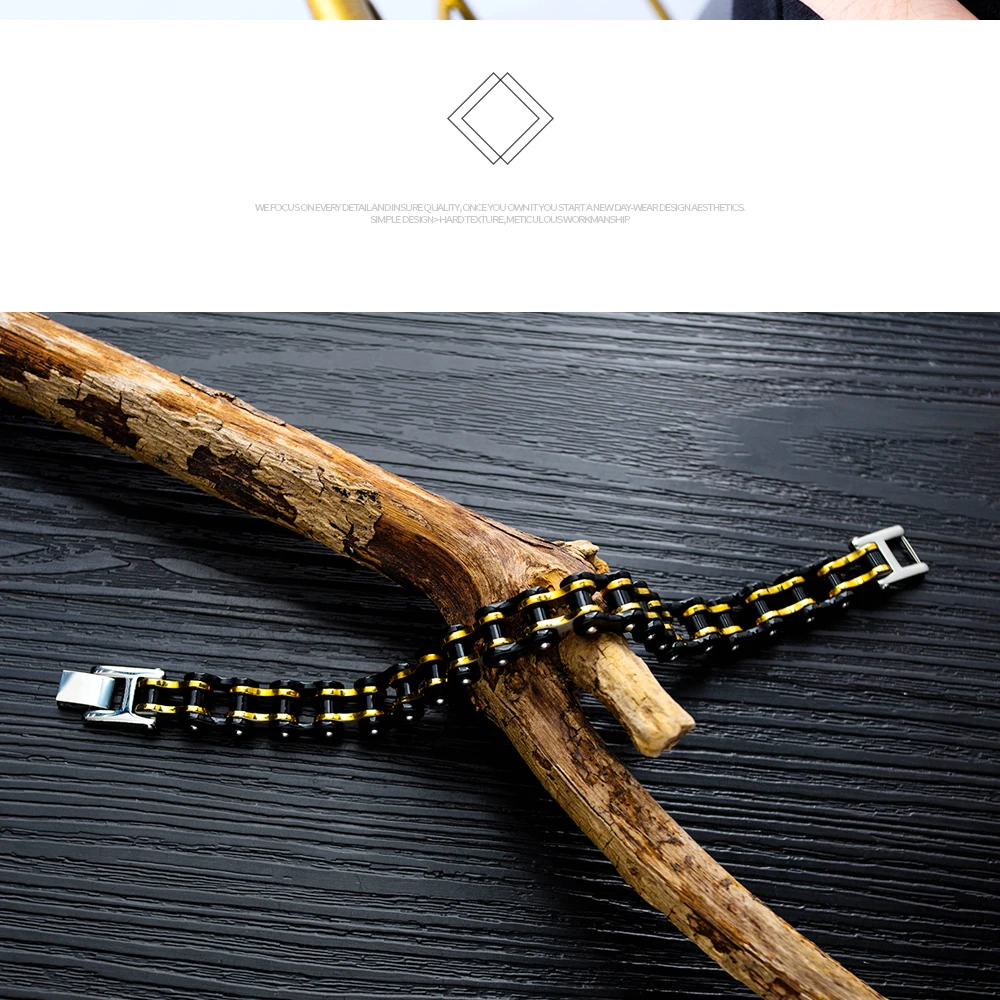 Punk Stainless Steel Bracelet Mens Biker Bicycle Motorcycle Link Chain Bangle Fashion Male Jewelry Gift