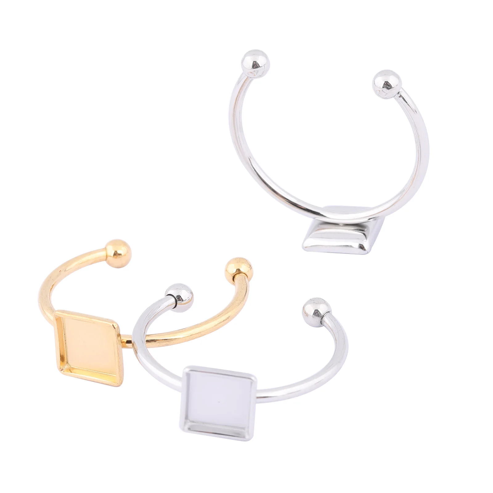 10pcs Fit 6mm Square Blank Cabochon Ring Base Trays Diy Bezel Settings For Fingerring Jewelry Making
