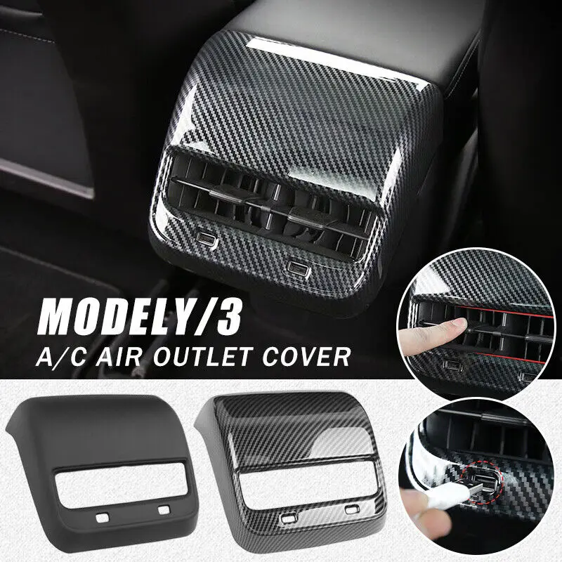 For Tesla Model 3 Y 2022 2023 Car Rear Air Vent Outlet Cover Auto Interior Trim Sticker ABS Material Back Exhaust Vent Cover