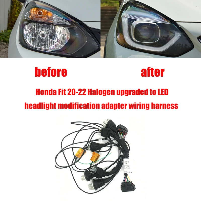 Dla Honda Fit reflektor samochodowy modyfikacja Adapter konwersja kable w wiązce 2020-2022 Halogen ulepszony do LED