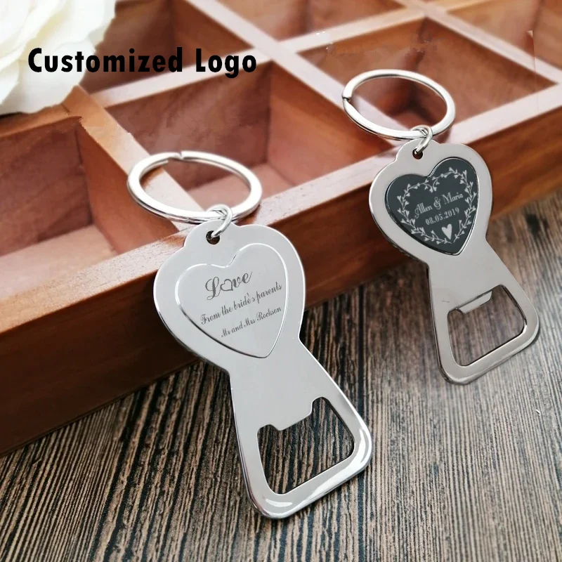 

Personalized wedding gifts For Guests Souvenirs Love Heart Keyring Bottle Opener Keychain Birthday Party Gift wedding favors