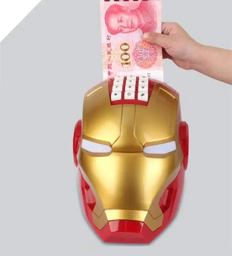 Superheld Elektronisch Licht En Muziek Ironman Iron Man Helm Wachtwoord Lock Spaarpot Actie Figuren Speelgoed Decoratie Kids Cadeau