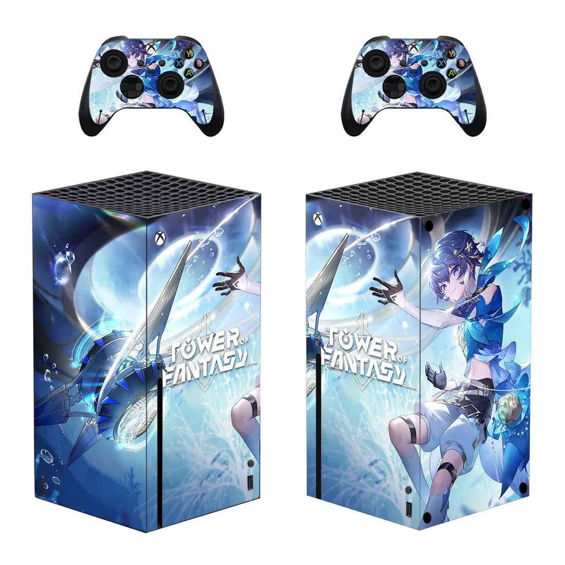 Fantasy Tower Style Xbox Series X Skin Sticker para consola y 2 controladores, calcomanía de vinilo, pieles protectoras, estilo 1