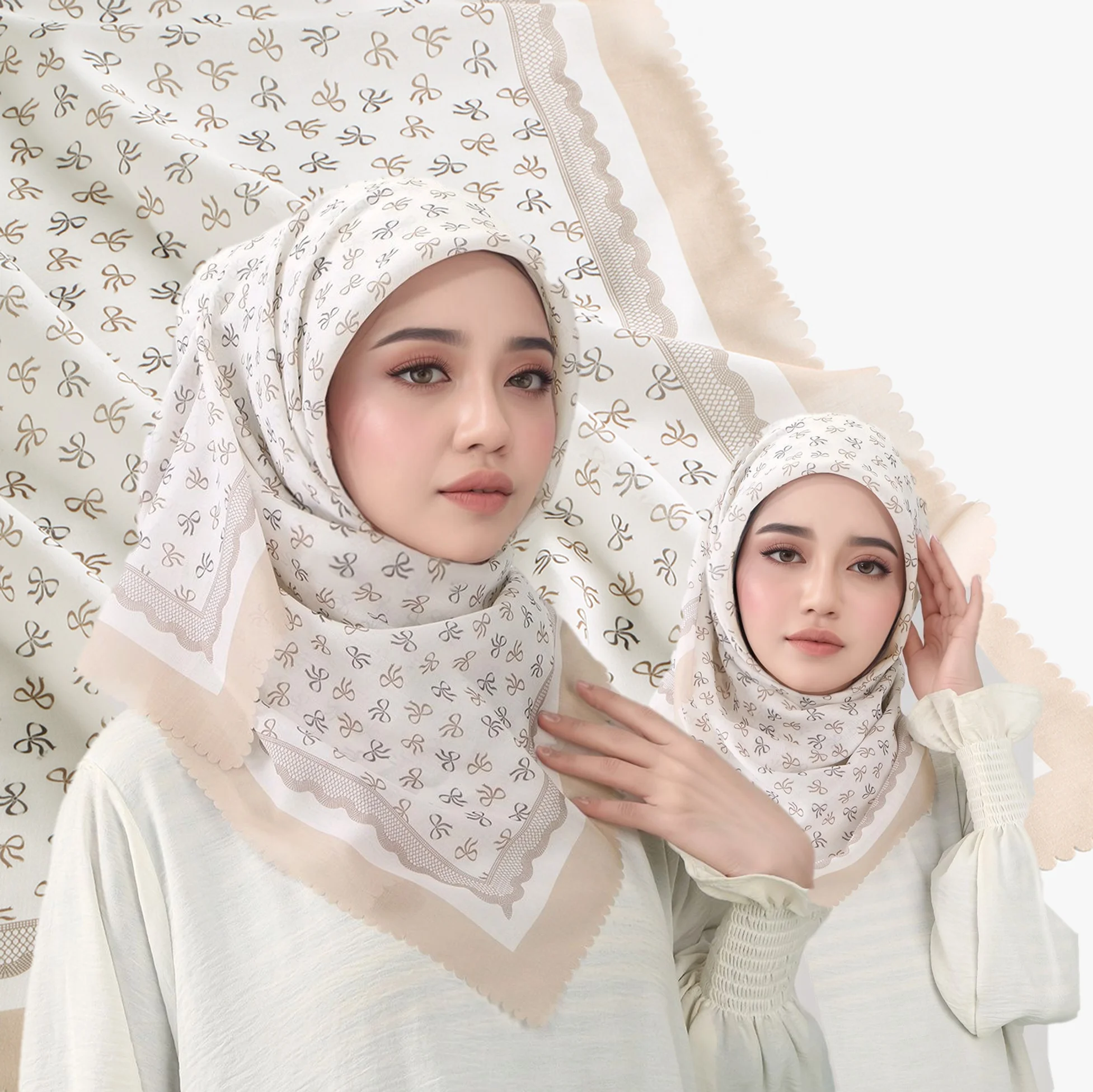110cm Digital Print Floral Muslim Hijabs for Women Square Scarf Tudung Malaysia Popular Premium Cotton Voile Foulard Headscarf