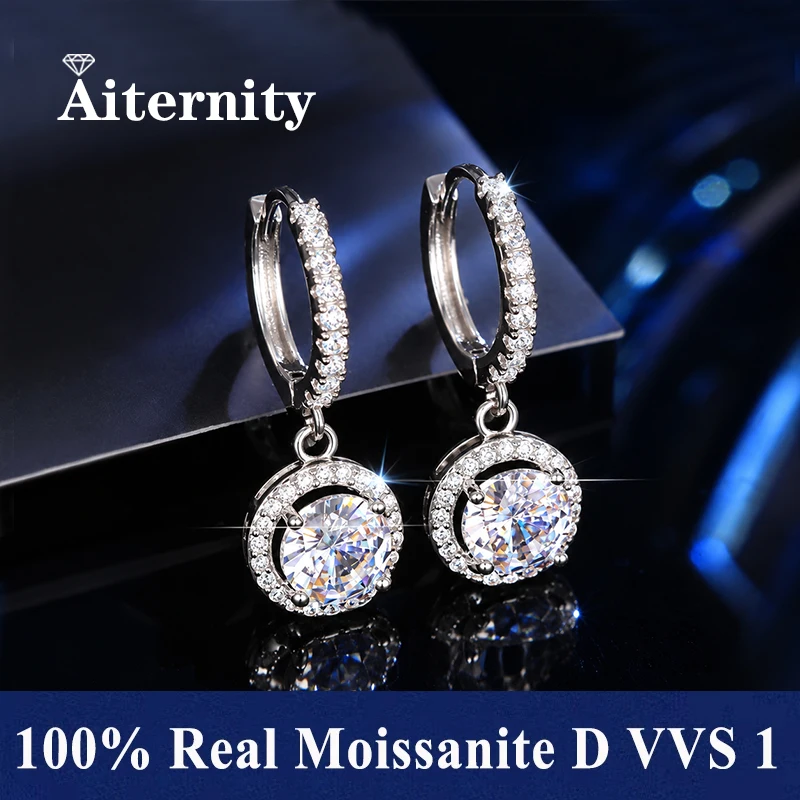 Feiner Schmuck Moissanit-Diamanten Tropfenohrringe Echtes 925 Sterling Silber 3EX VVS1 D-Farbe Rundschliff 5 MM GRA-Zertifiziert – Detail 10