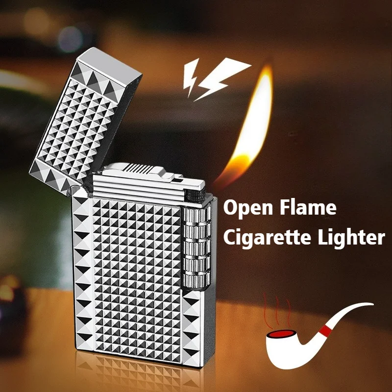 

Newest Cigar Igniter Side Sliding Switc Grinding Wheel Inflatable Lighter Inclined Fire Cigarette Lighters & Smoking Accessories