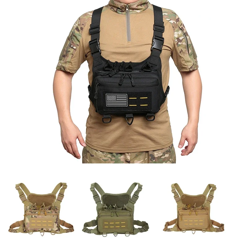 Tactical Chest Bag for Men Outdoor Travel Vest Backpack Camping Hiking Recon Pouch Hunting Fishing Utility Front Pack