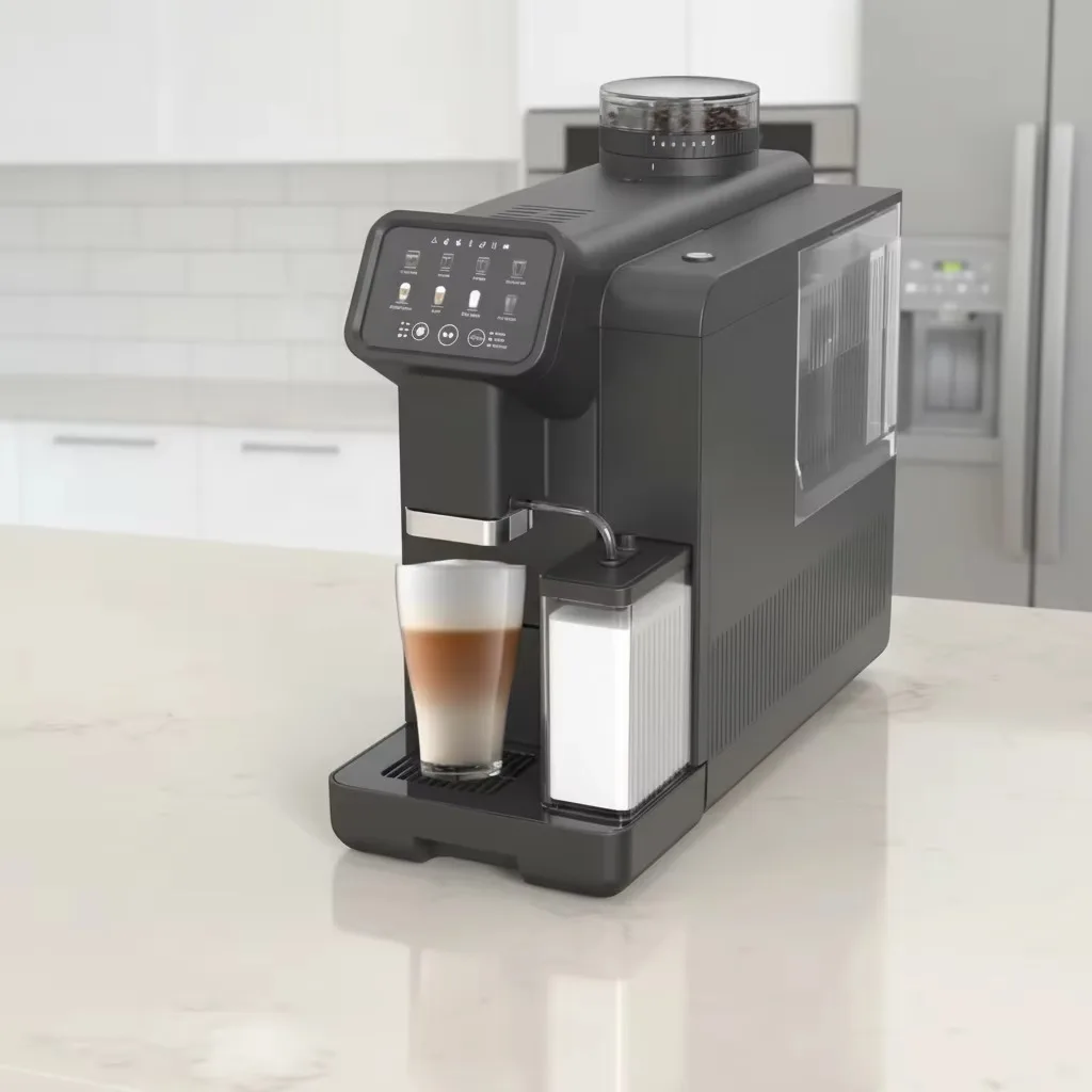 Macchina da Caffè Completamente Automatica da 1450W, Colore e Logo Personalizzabili, Sistema di Autopulizia e Acqua Calda per Hotel e Ristoranti