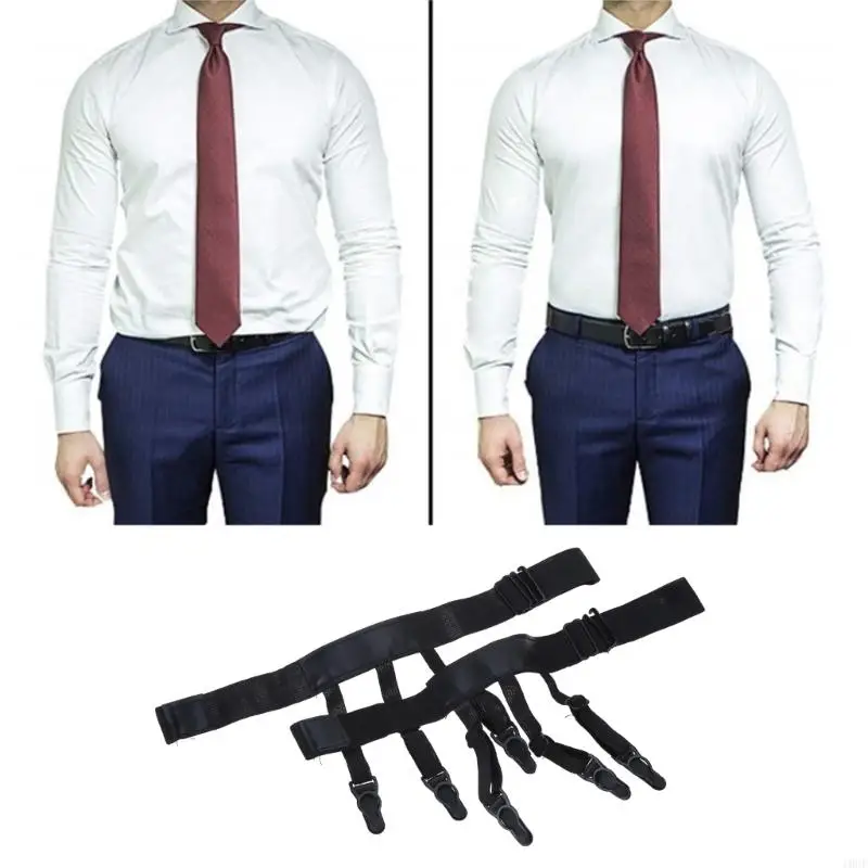 10CF Camisa elástica masculina fashion permanece atualizada com suspensórios para camisas masculinas negócios