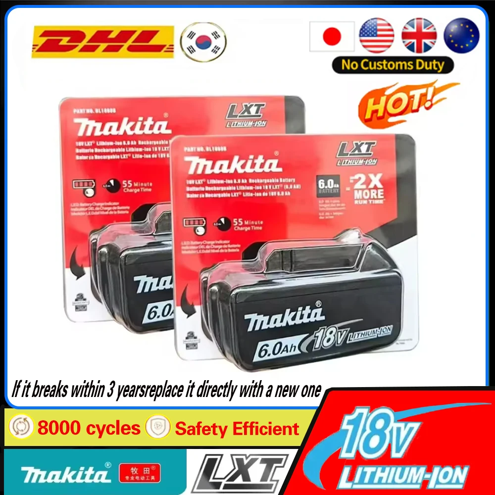 

Мощная аккумуляторная батарея Makita 18 В, 6,0 Ач, для Makita BL1830 BL1830B BL1840 BL1840B BL1850 BL1850B, аккумулятор для электроинструментов