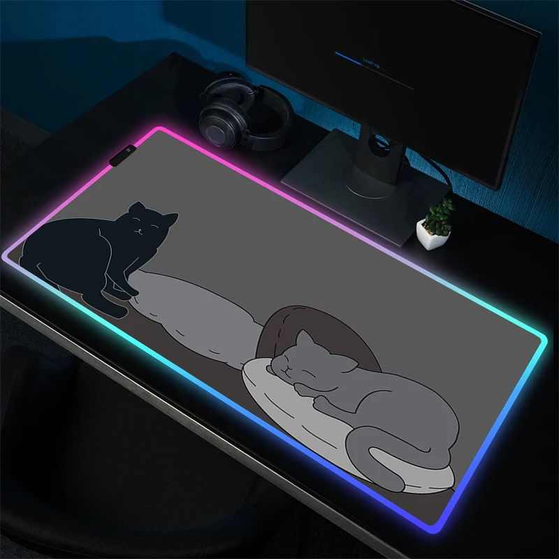 Große Gaming-Maus matte niedliche Katze Gummi Mouse pad RGB Gamer Locking Edge Mauspad LED HD-Druck Computer Schreibtisch matte rutsch festen Teppich