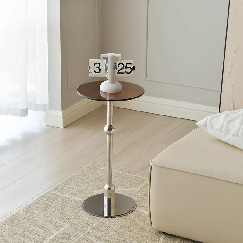 

‌Modern Round Coffee Table, Stainless Steel Side Table, Compact Sofa End Table, Stylish Living Room Accent