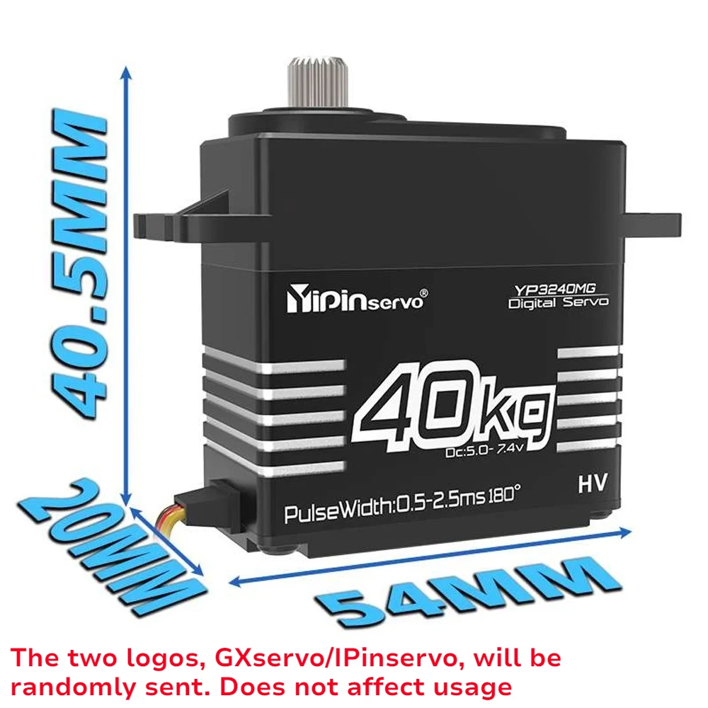 YP3240MG 40KG Cyfrowe Serwo IP67 Wodoodporne Wysoki Moment Obrotowy Metalowe Przekładnie 180/270 Stopni do Samochodów RC Crawler 1:8 1:10 TRX6 Scx10 Robotów