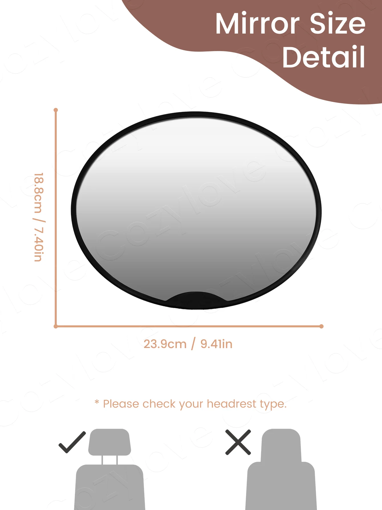 Oval Baby Car Mirror Shatterproof Wide View Rear Seat Mirror for Safe Driving with Rear-Facing Infant