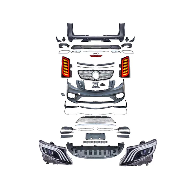 New Design W447 Upgrades AMG Style Front Rear Bumper Side Skirts Hood Grille Headlamps Tail Lights Spoiler Body Kit for Mercedes
