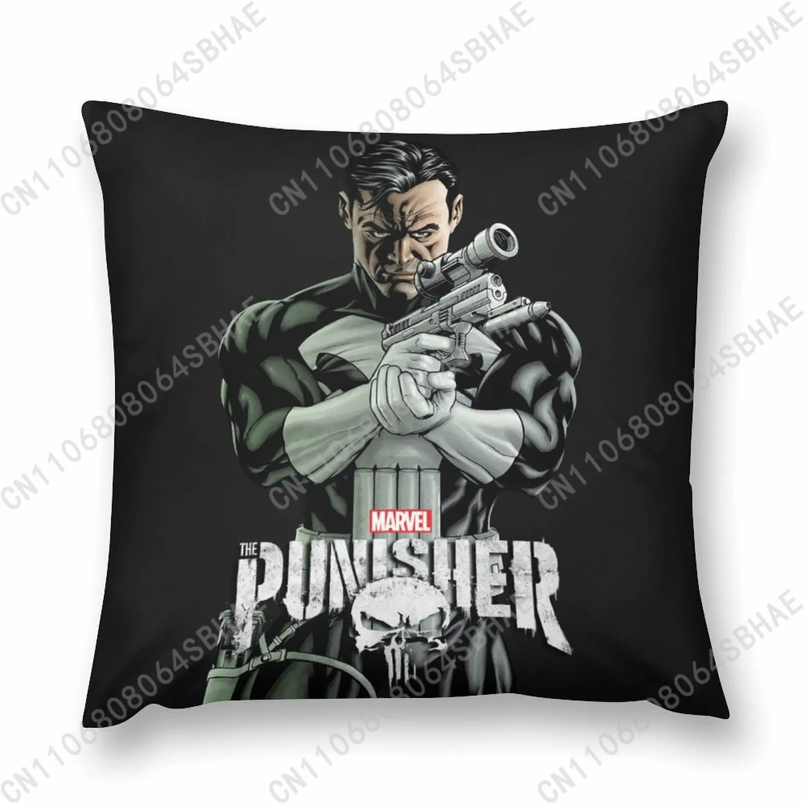 

Marvel The Punisher Custom Pattern Short Plush Pillow Cover Soft Short Fur Cushion Living Room Personalized Decor Cosplay