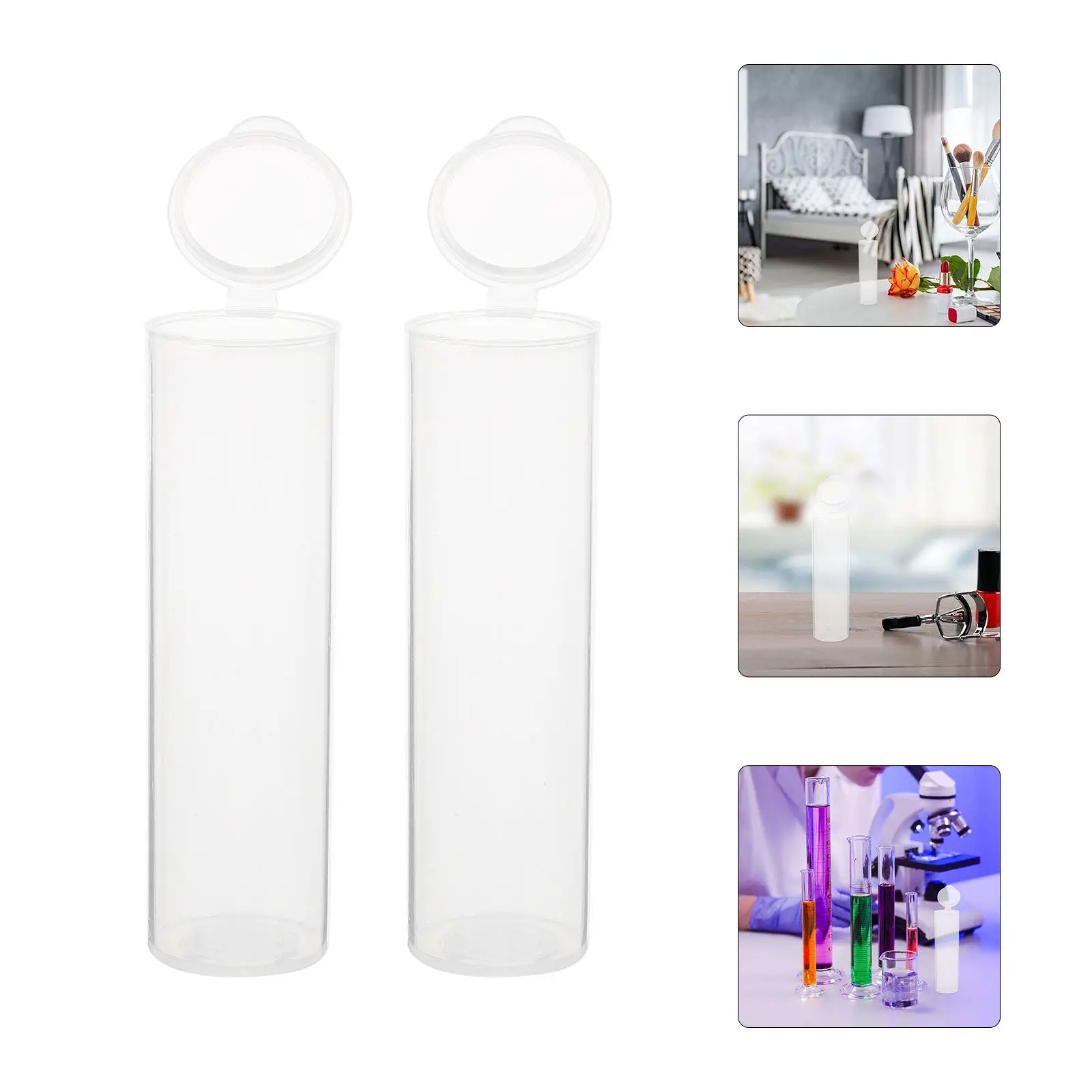 30Pcs Clear Plastic Flip Cylindrical Sealed Storage Containers for Laboratory Education Crafts Stationery Cosmetics
