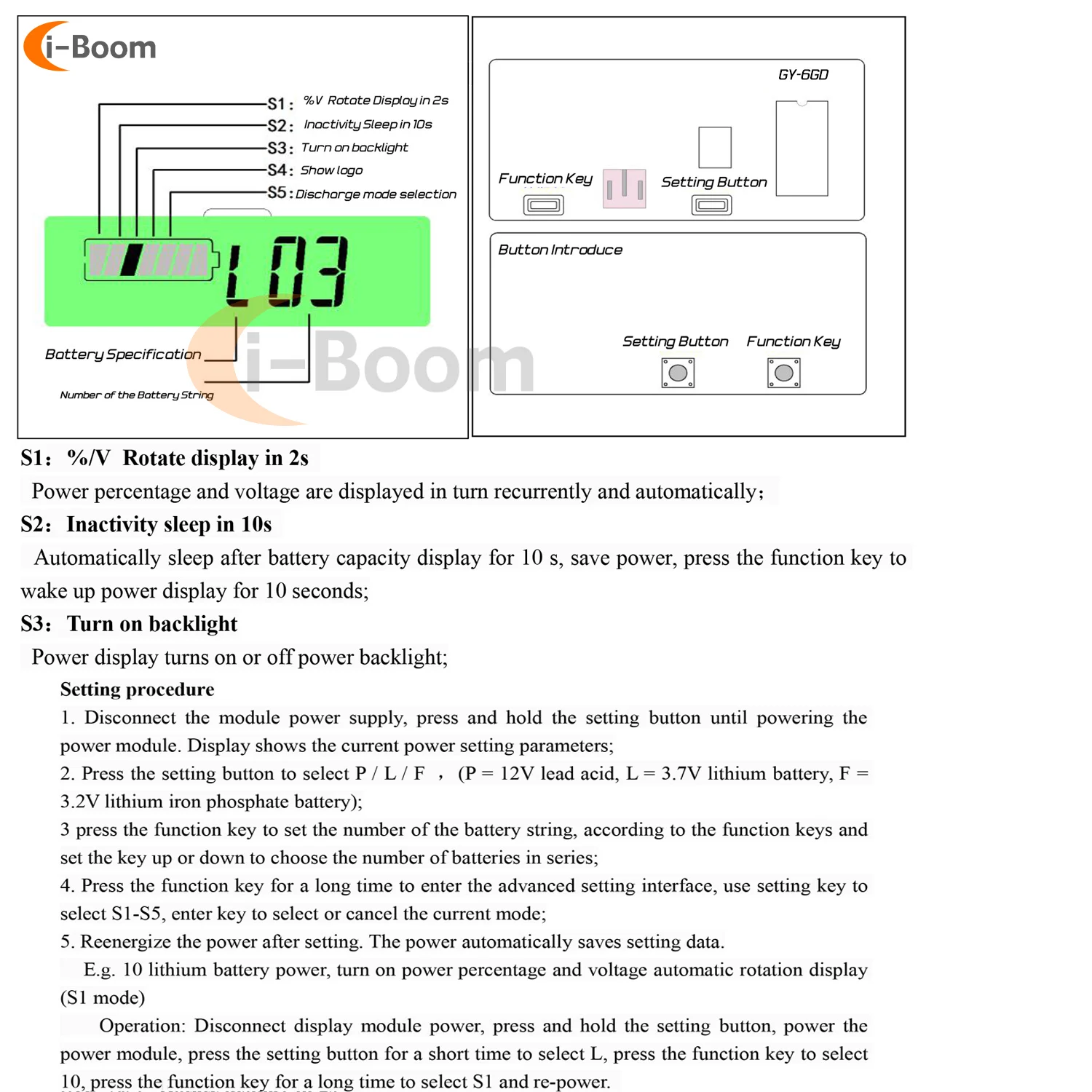 DC6-73V Battery Level Indicator Battery Remaining Charge Percentage Display Voltmeter High Precision Led Digital Display