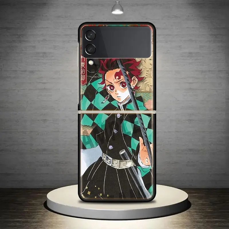 Demon Slayer Blade Comic Phone Case For Samsung Galaxy Z Flip 6 5 4 3 5G Black Cover ZFlip6 ZFlip4 ZFlip5 ZFlip3 Coque Fundas Bu