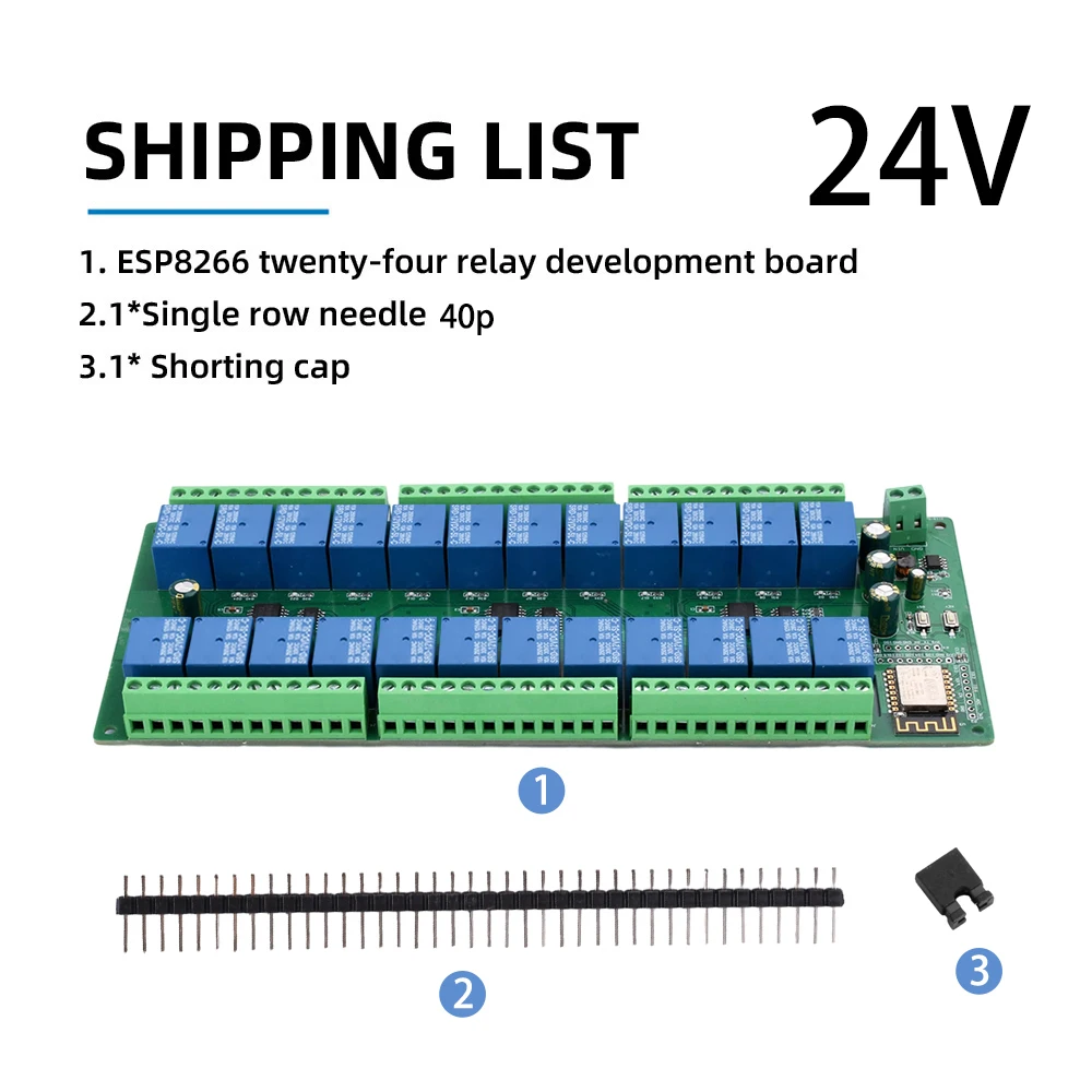 ESP8266 WIFI 24 Way Relay Module 24 Channel Switch Controller Board ESP-12F Development Board For Smart Home APP Remote Control
