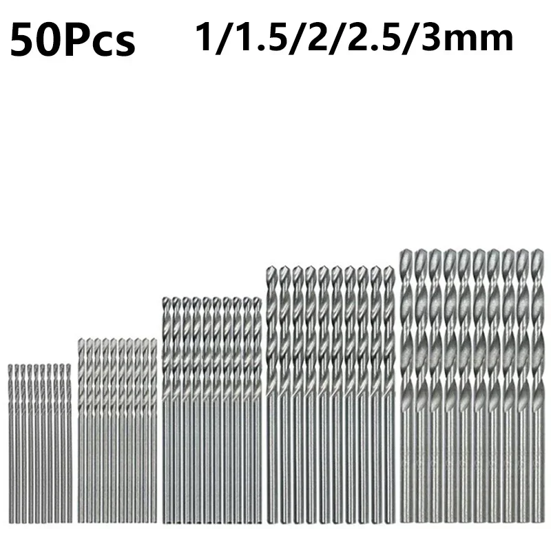 Punta da trapano HSS rivestita in titanio 50 pezzi s Set 1/1/1/2/2/3mm punta elicoidale in acciaio ad alta velocità per legno plastica alluminio metallo