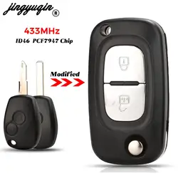 jingyuqin 2 Buttons 433MHz ID46 PCF7947 Chip Flip Remote Car Key FOB For Renault Clio III Master Modus Twingo VA2 NE72 Blade