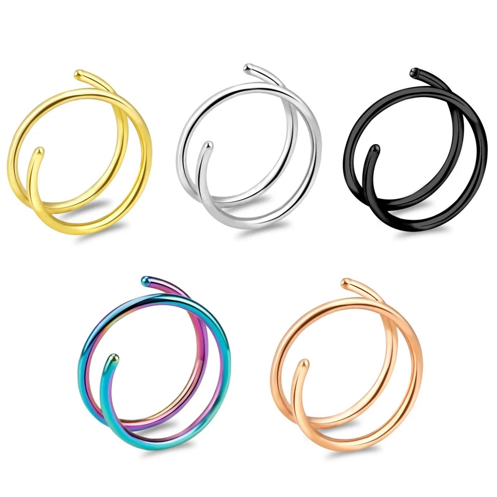 1PC Stainless Steel 316 Double Spiral or Double Layers Nose Ring Hoop Septum Cartilage Tragus Lip Piercing Body Jewelry view 3