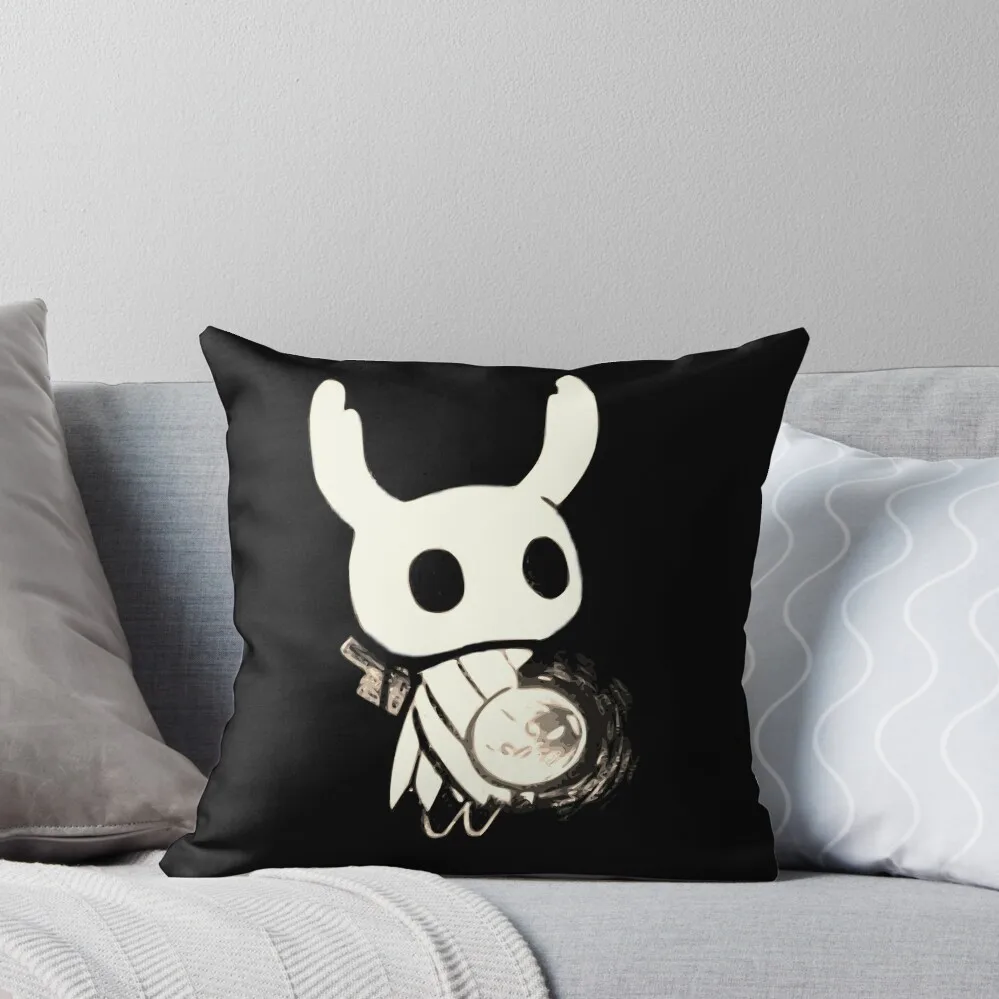 

The Knight From Hollow Knight - Black and White Artwork Throw Pillow Cushions Cover Sofa Cushions Covers Sofa Decorative Covers