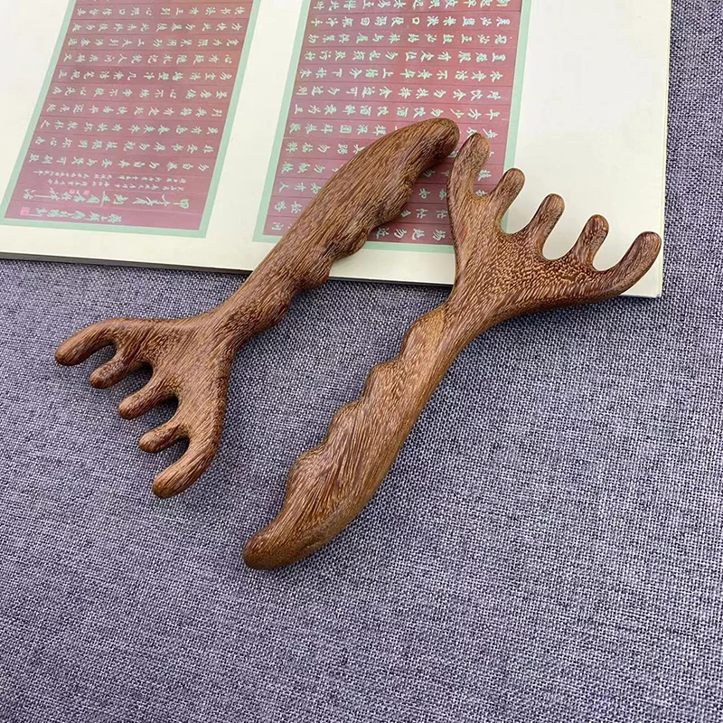 Multifunktionaler Holztherapie-Massagekamm Kopfhaut-Massagegerät Natürliches Sandelholz Kreiszahniger Guasha-Schaber Körpermassagegerät – Detail 3