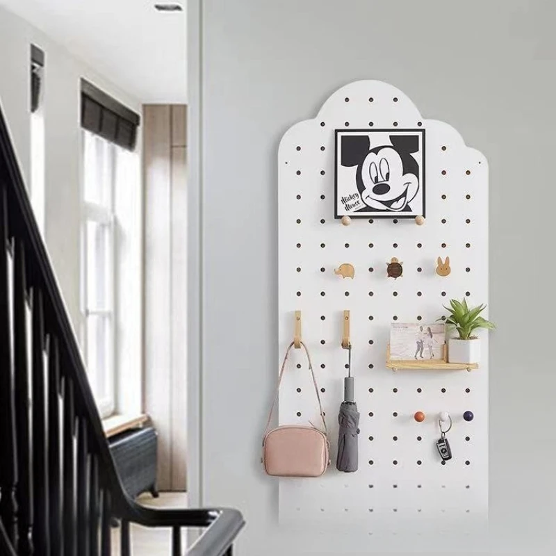 

Wooden entrance living room hole board storage rack cloud hole board wall decoration solid wood