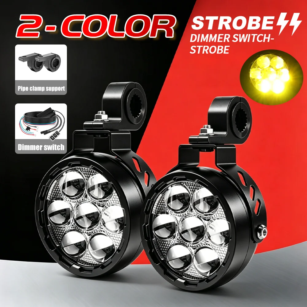BraveWay 4,5 Zoll Motorrad-LED-Zusatzscheinwerfer, runde Spotleuchte, Fern- und Abblendlicht, DRL-Stroboskop, dimmbar, Motorrad-Nebelscheinwerfer, IP68, für ADV-Tourenmotorräder, Offroad-Nutzung.