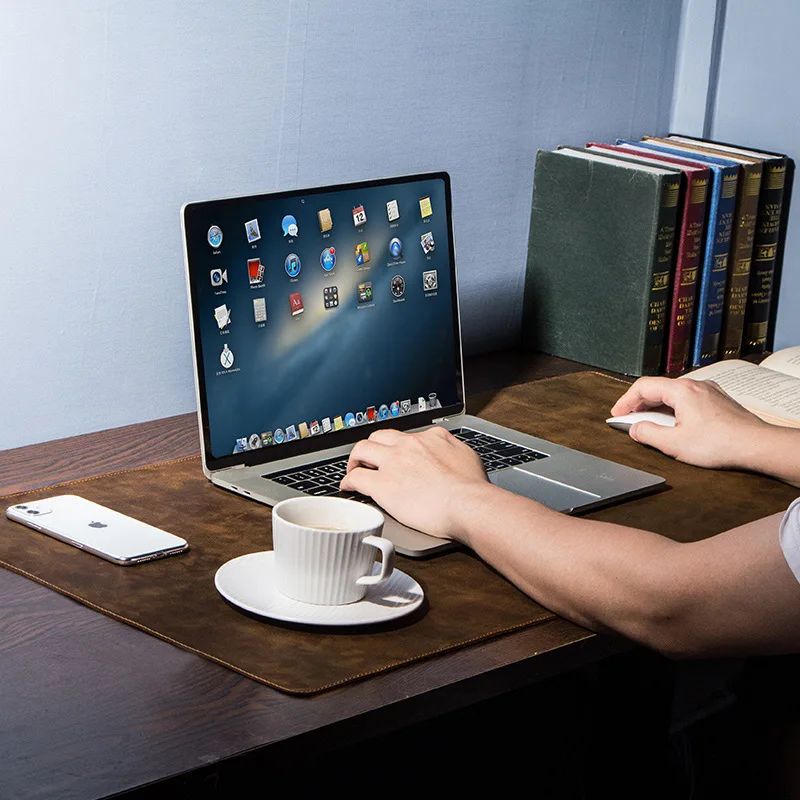 

1PCS Retro Leather Laptop Office Table Mat Summer Heat Insulation Comfortable Oversized Mouse Pad