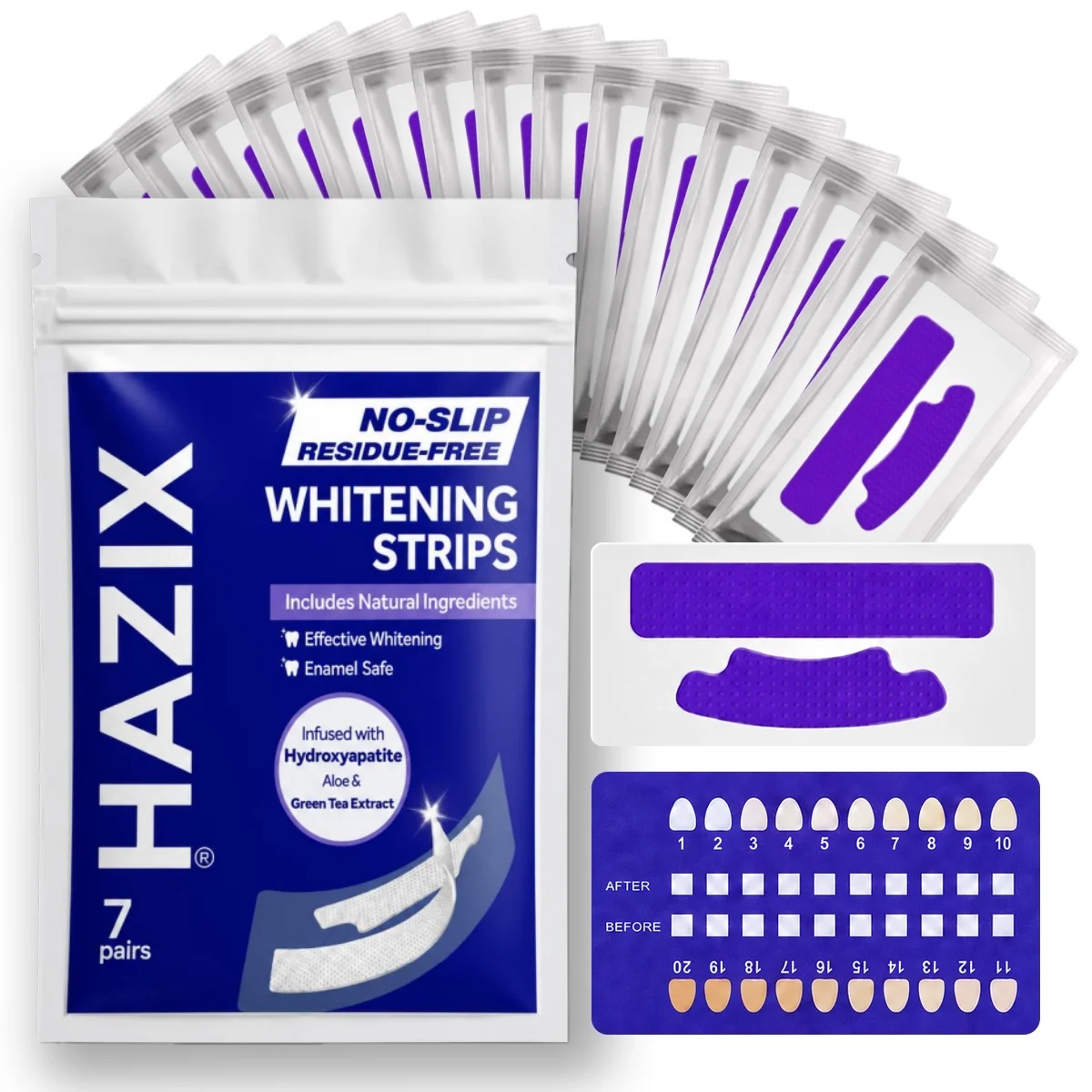 KHAZIX Teeth Whitening Strips 7 pairs, Easy to Use Smile Care Strips for Brighter-Looking Smile, Comfortable Fit Oral Care Strip