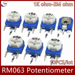 10pcs RM-063 RM063 100 200 300 500 1K 2K 5K 10K 20K 50K 100K 200K 500K 1M 2M ohm Trimpot Trimmer Potentiometer variable resistor