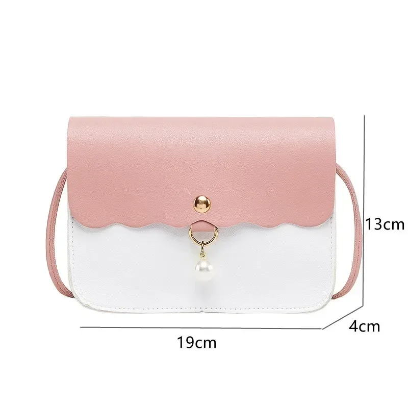 Pearl Pendant Design Simply PU Leather Crossbody Bag for Women Colorful Shoulder Messenger Bag women bag handbags