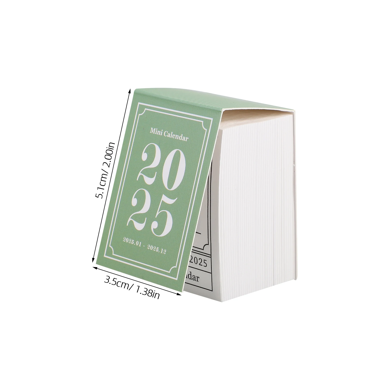 Mini Calendar Desktop Standing Green Tear Off 2025 Retro Small Desk Decor Mini Schedule Notepad Paper Material Clear