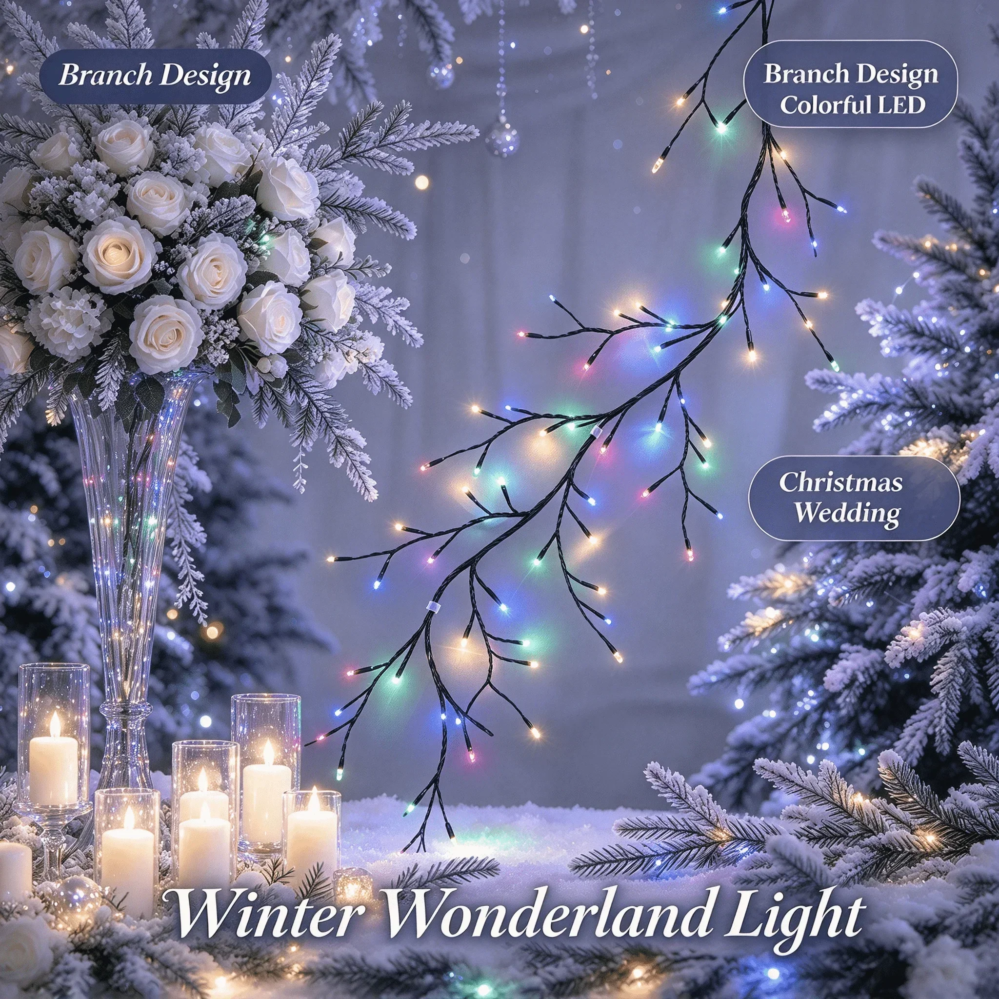 1PC 96/144LEDS Vine Lights, Branch Lights, 8 Flashing Modes, USB Powered,used for Bedrooms Indoor Home Party