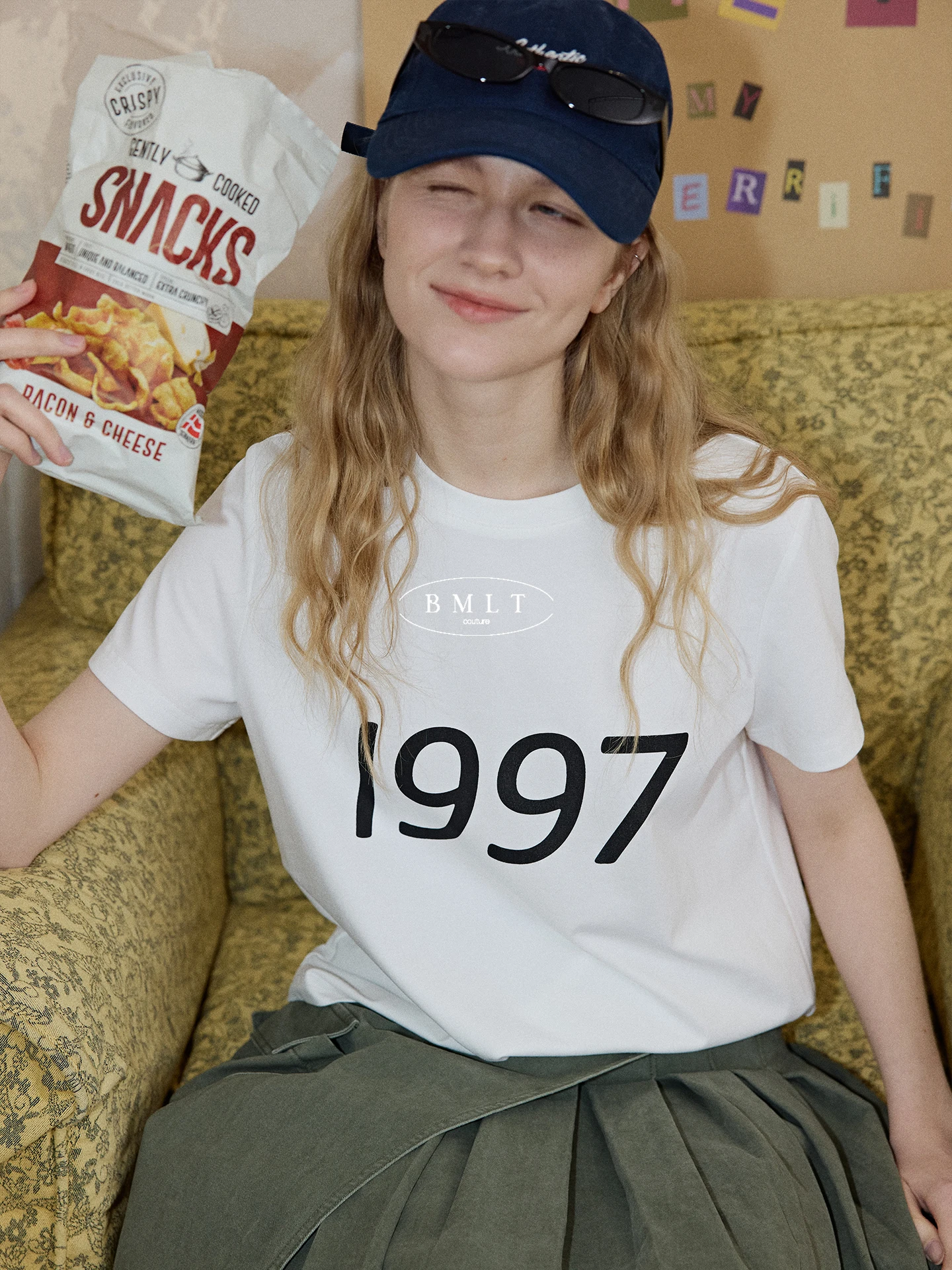

Женская футболка BMLT Pure White Casual Summer 2026 с коротким рукавом, универсальная, свободного кроя, из хлопка, с круглым вырезом и принтом